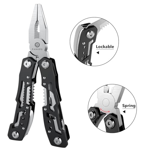 Fangfo 14-in-1 Multitool with Safety Locking – Professional Stainless Steel Pliers, Knife, Bottle Opener, Screwdriver, 10 Pack