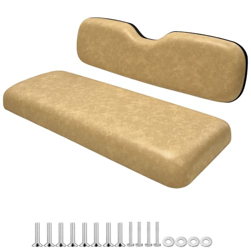 Universal Golf Cart Rear Seat Cushion Kit - Replacement Back & Bottom Tan