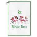 White Birdie Time Flamingo Golf Towel with Clip - Women Golf Accessories