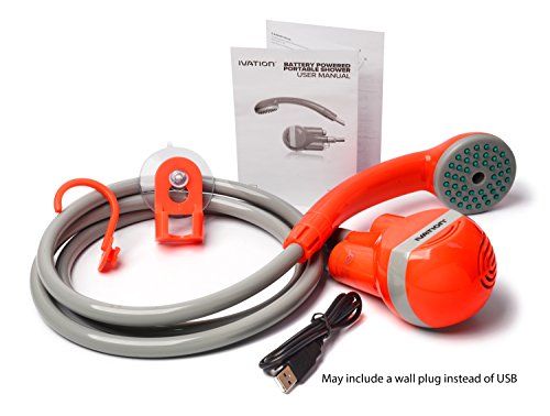 Ivation Portable Battery-Powered Outdoor Shower with Water Pump & Suction Cup
