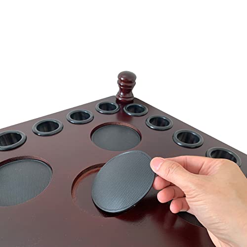 Pool Cue Rack Floor Stand - Holds Up to 8 Cues & Accessories - Traditional Mahogany