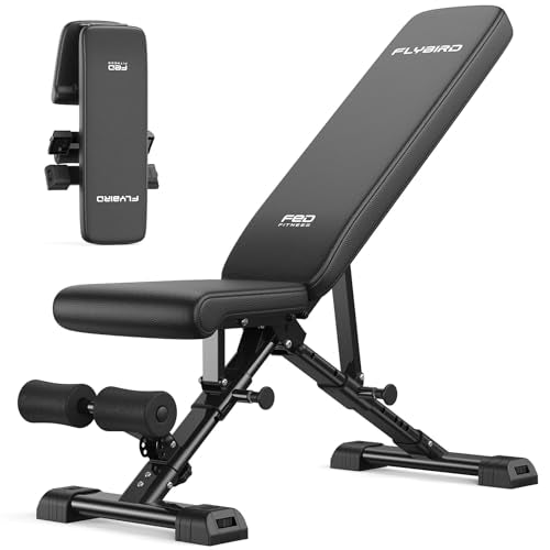 FLYBIRD XL Adjustable Weight Bench for Home Gym - Foldable, 800lbs Support, 144 Positions