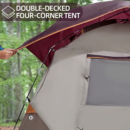Camel Crown 4-Person Waterproof Camping Tent - Quick Setup, Wine Red