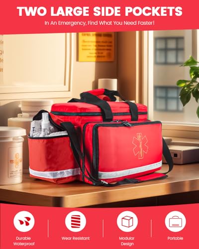 Red XL Medical Bag EMT Trauma First Responder Paramedic Equipment Organizer