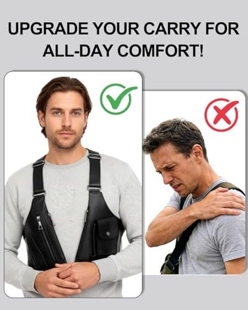 PINK LADY Leather Double Shoulder Armpit Bag, Multi-pocket Anti-Theft Adjustable Underarm Concealed Rover Leisure Backpack