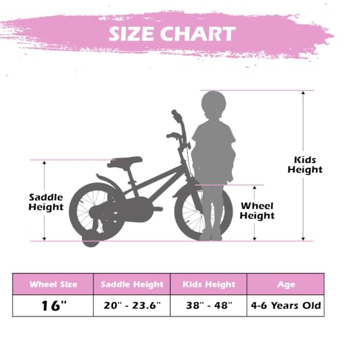 Kids 16 Inch Bicycle for Boys and Girls Pinkblack – Beginner Friendly, Lightweight Frame