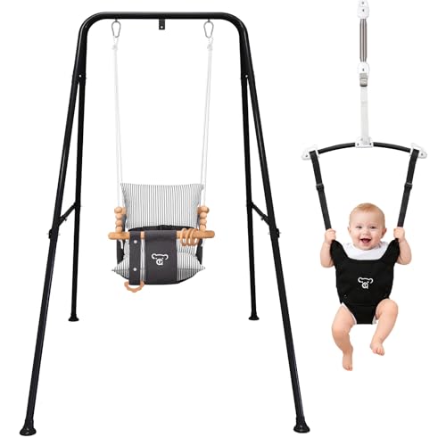 2-in-1 Baby Jumper and Swing Set - Foldable Stand for Indoor & Outdoor Use