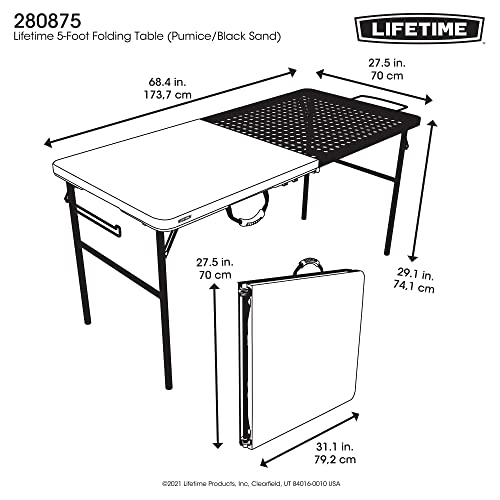 LIFETIME 5-Foot Folding Tailgate Table with Grill Rack - Portable Camping Station
