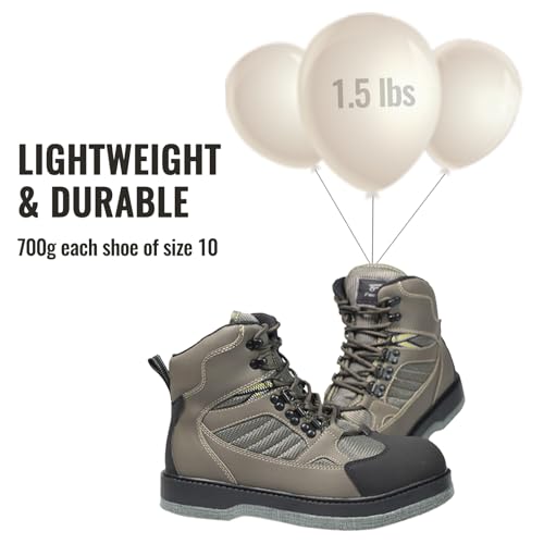 8 Fans Men's Olive Felt Sole Wading Boots - Non-Slip Fly Fishing Shoes, Size 9