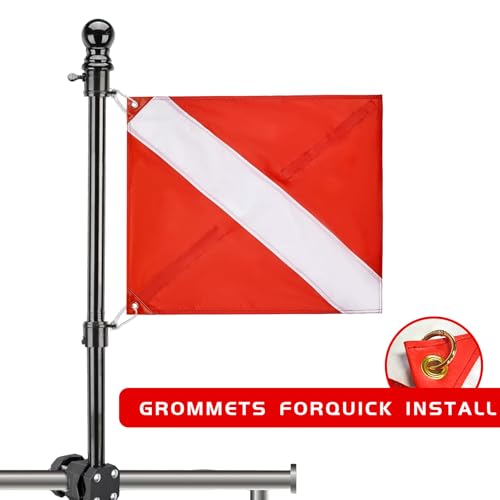 20 x 24 Inch Dive Flag for Boat with Removable Stiffening Pole - US Legal Diver Down Marker
