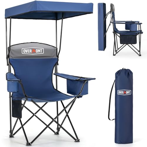 Overmont Camping Chair with Canopy Shade - Classic Canopy / 1 - Supports 330 lb & 3L Cooler Bag