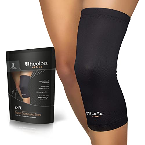 Heelbo Small Copper Infused Knee Compression Sleeve for Pain Relief & Support