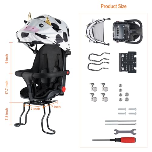 Kids Rear Bike Seat for Children Aged 2-8 - Black - Safety & Comfort