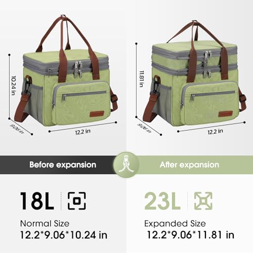 Maelstrom 23L Insulated Lunch Box - Green, Expandable Double Deck Cooler Bag
