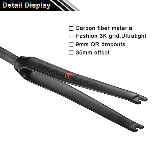 Matte Carbon Fiber Road Bike Fork 700C 28.6mm Rigid Lightweight Bicycle Front Fork