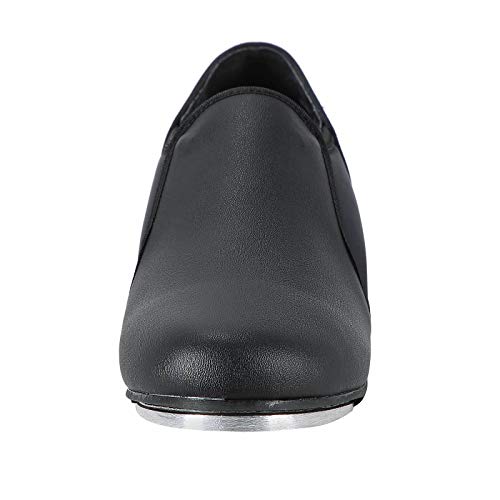 Unisex PU Leather Dance Slip-On Shoes for Women and Men - Black, 8 Women / 7 Men