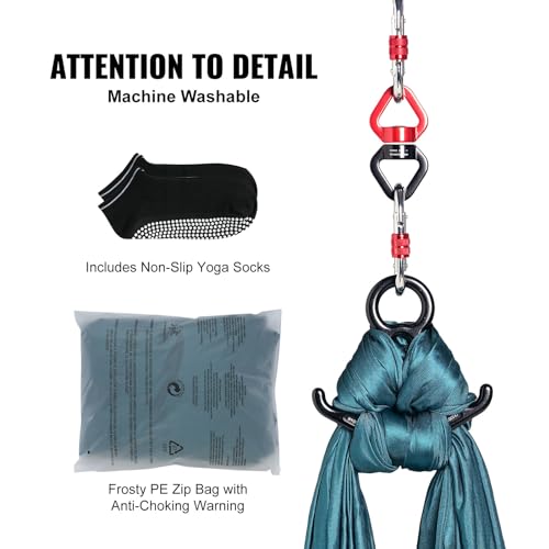 Aerial Yoga Swing Kit with 11 Yards Green Nylon Fabric Full Rigging Hardware