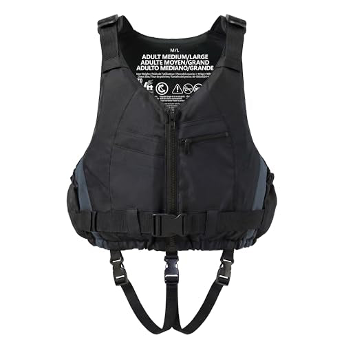Adult Swim Vest with Crotch Straps & Dual Pockets - Black, M/L