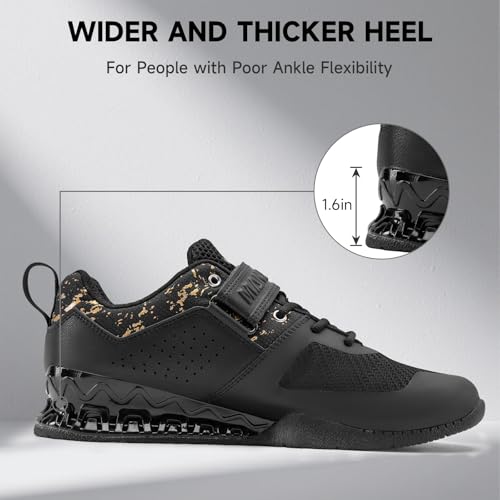 Men's & Women's Training Squat Shoes - Obsidian Black, Size 11 Women / 9.5 Men - Professional Fitness Footwear