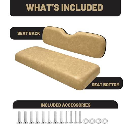 Universal Golf Cart Rear Seat Cushion Kit - Replacement Back & Bottom Tan