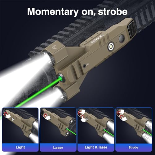 Flat Dark Earth Tactical Flashlight with Green Laser Combo 1450 Lumens