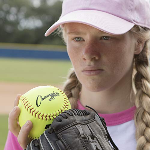 Synthetic Leather Softballs 12 Inch Pack of 12 - Cork Core, Red Seams, NFHS Approved