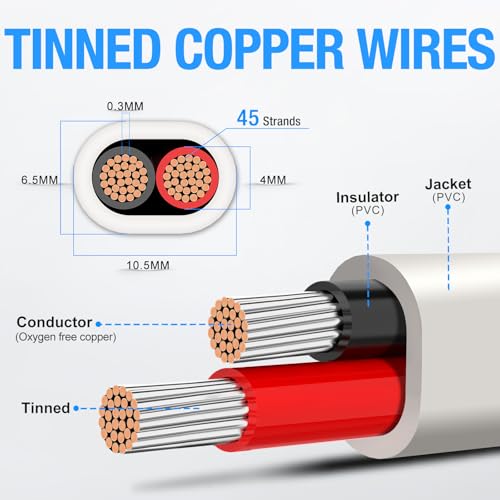 NAOEVO 12 Gauge Marine Wire Duplex 12/2 Marine Cable 100FT - Waterproof Copper Wiring for Boat, RV, Trailer