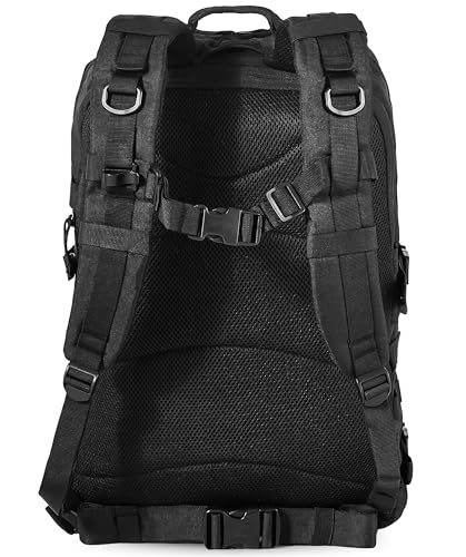 Falko Tactical 50L Heavy-Duty Military Molle Backpack - Black, Extra-Heavy Fabric, 2.4x Strength, Large Bugout & Outdoor Rucksack