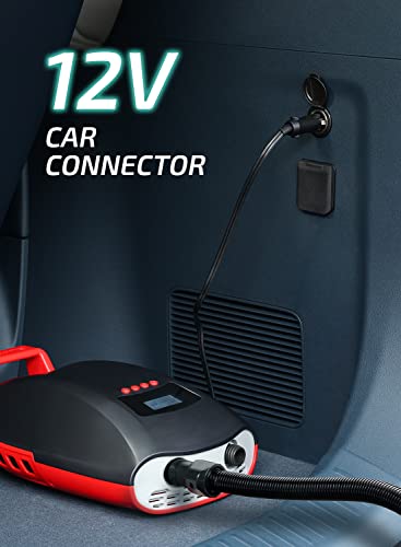 Swonder Seawolf Electric SUP Pump - Black/Red, 30% Faster Inflator for Paddle Boards