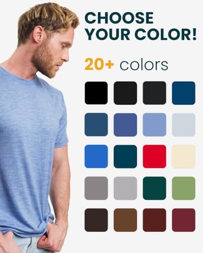 Men's Merino Wool T-Shirt Short Sleeve Base Layer - Charcoal Large