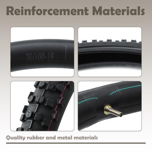 VAINELY 70/100-19 Tire & Inner Tube Set Off-Road Compatible with Surron Light Bee X