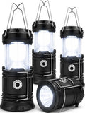 4 Pack Solar LED Camping Lanterns - Battery Powered Emergency Lights