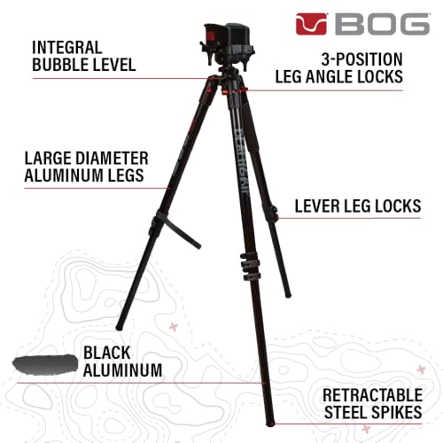 BOG DeathGrip Hunting Tripod Black Aluminum 7-59" Shooting Rest with Clamp