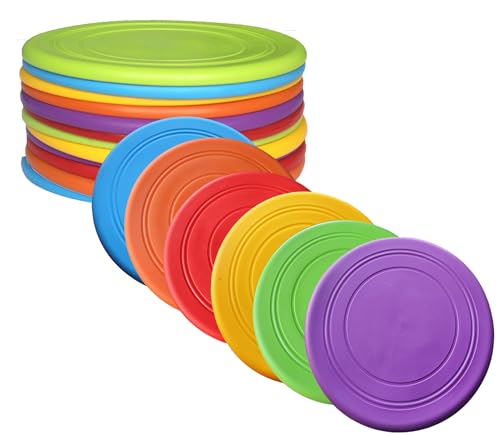 Kids Outdoor Flying Discs 12 Pack - Safe Soft Silicone Toys for School & Party