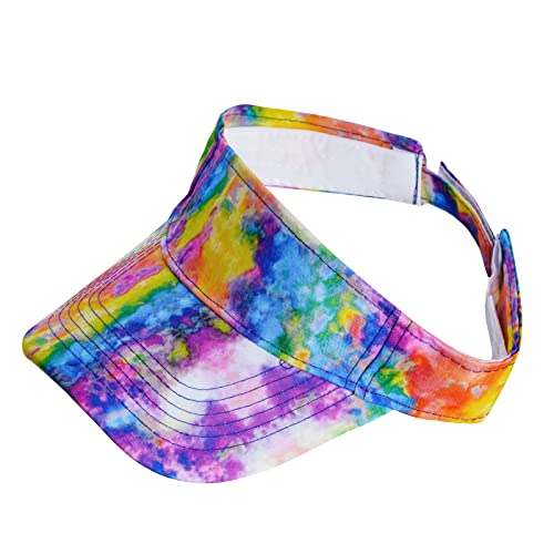 Medium-Large Gradient Tie-Dye Sport Sun Visor Hats - 2 Pack
