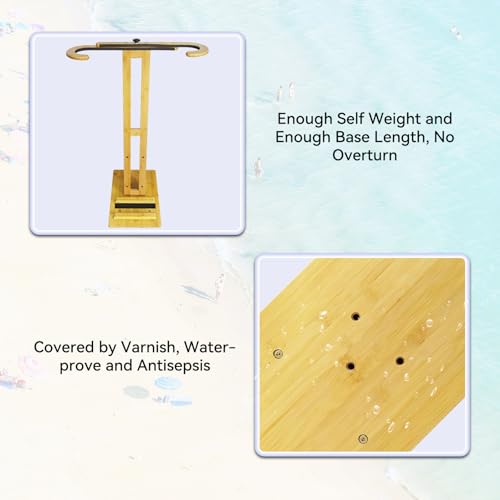 Two Stones Wall-Mount Paddle Board Rack with Adjustable Bamboo Arms - Indoor & Outdoor Storage for Boards up to 80cm