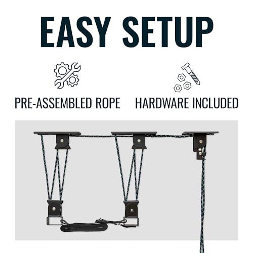 Heavy Duty Kayak Hoist for Garage Ceiling 150 lb Capacity - Teal Triangle