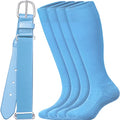 Light Blue Baseball Socks and Belt Combo for Adults - Softball Elastic Waist Belt