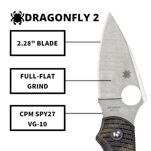 Lightweight Folding Pocket Knife with VG-10 Steel Blade - Spyderco Dragonfly 2