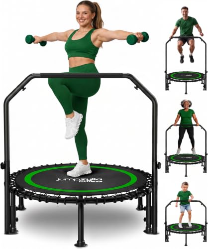 Green 40-Inch Mini Rebounder Trampoline for Adults with Adjustable Handlebar