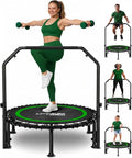 Green 40-Inch Mini Rebounder Trampoline for Adults with Adjustable Handlebar