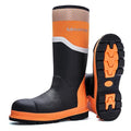 Men's Steel Toe Waterproof Work Boots - Puncture-Resistant Safety Shoes, Black/Orange, Size 9