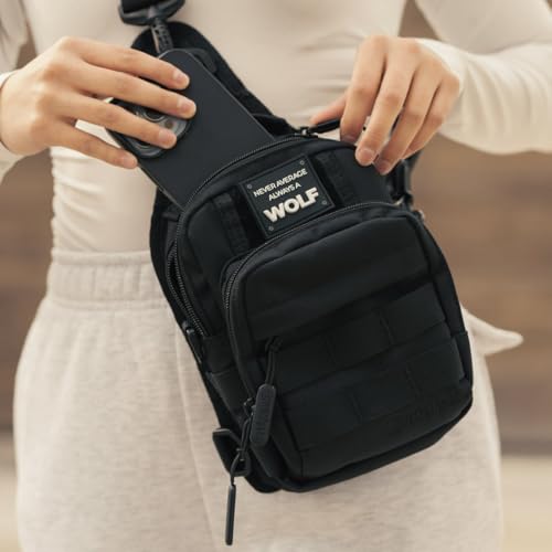 Mini Tactical Sling Bag - 4L Crossbody Backpack with Multiple Pockets - Alpha Black