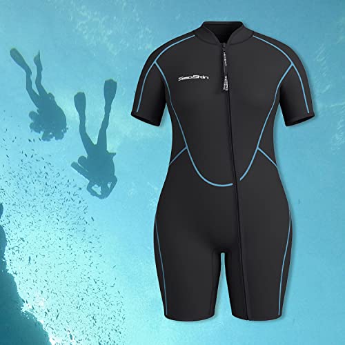 Seaskin Plus Size Shorty Wetsuit for Men & Women 3mm Neoprene Water Sports Gear