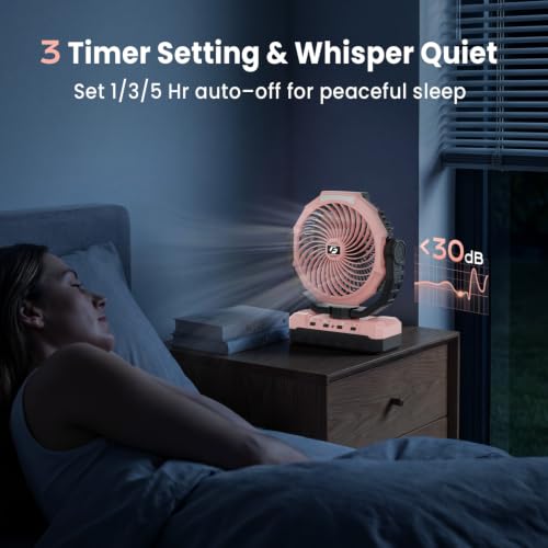 FRIZCOL 3-in-1 Camping Fan with 24000mAh Battery & Pink Variation