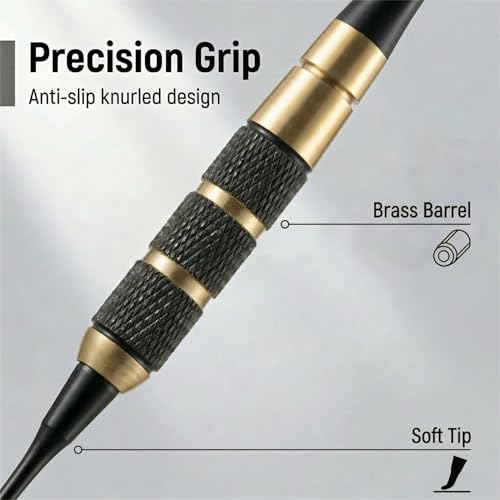 Soft Tip Darts Set 18g with Brass Barrels, Flight, Shaft & Case - 3 Pack