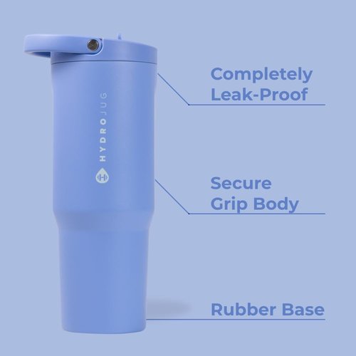 HydroJug Sport - 40oz Stainless Steel Tumbler with Straw | Vacuum Insulated & Leakproof, Light Blue