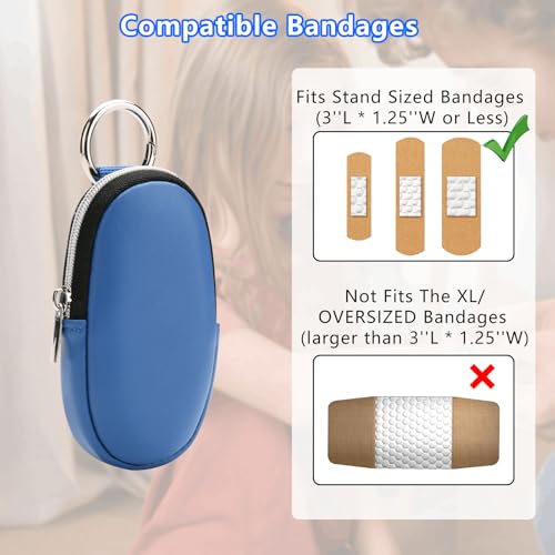Beautyflier Bandage Storage Case - Portable PU Nylon First Aid Kit, Holds 10 Flexible Fabric Bandages, Blue