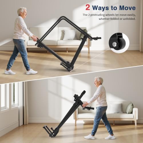 Redliro Black Senior Treadmill with Long Safety Handrails, Foldable Walking Machine