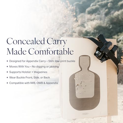 Nexbelt Supreme EDC Tactical Gun Belt for Concealed Carry, Black - No-Hole Adjustable Belt, IWB & OWB